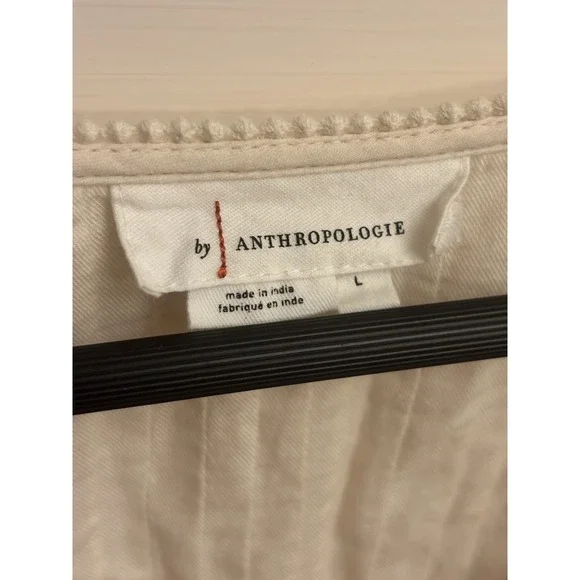 By Anthropologie Women's Kayla Ivory Floral Pleated Beaded Blouse Size L $148 - Picture 8 of 9